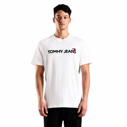 TOMMY HILFIGER Men Printed Crew Neck Pure Cotton T-Shirt - White