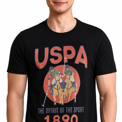 Graphic Printed Muscle Fit T-Shirt - Black