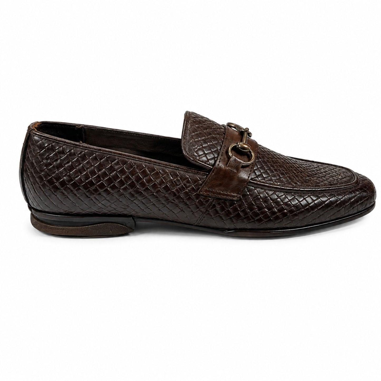 ROSSO BRUNELLO Woven Slip-On Formal Loafers for Men - Brown