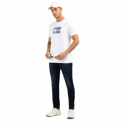 TOMMY HILFIGER Men Checkered Round Neck T-Shirt - White