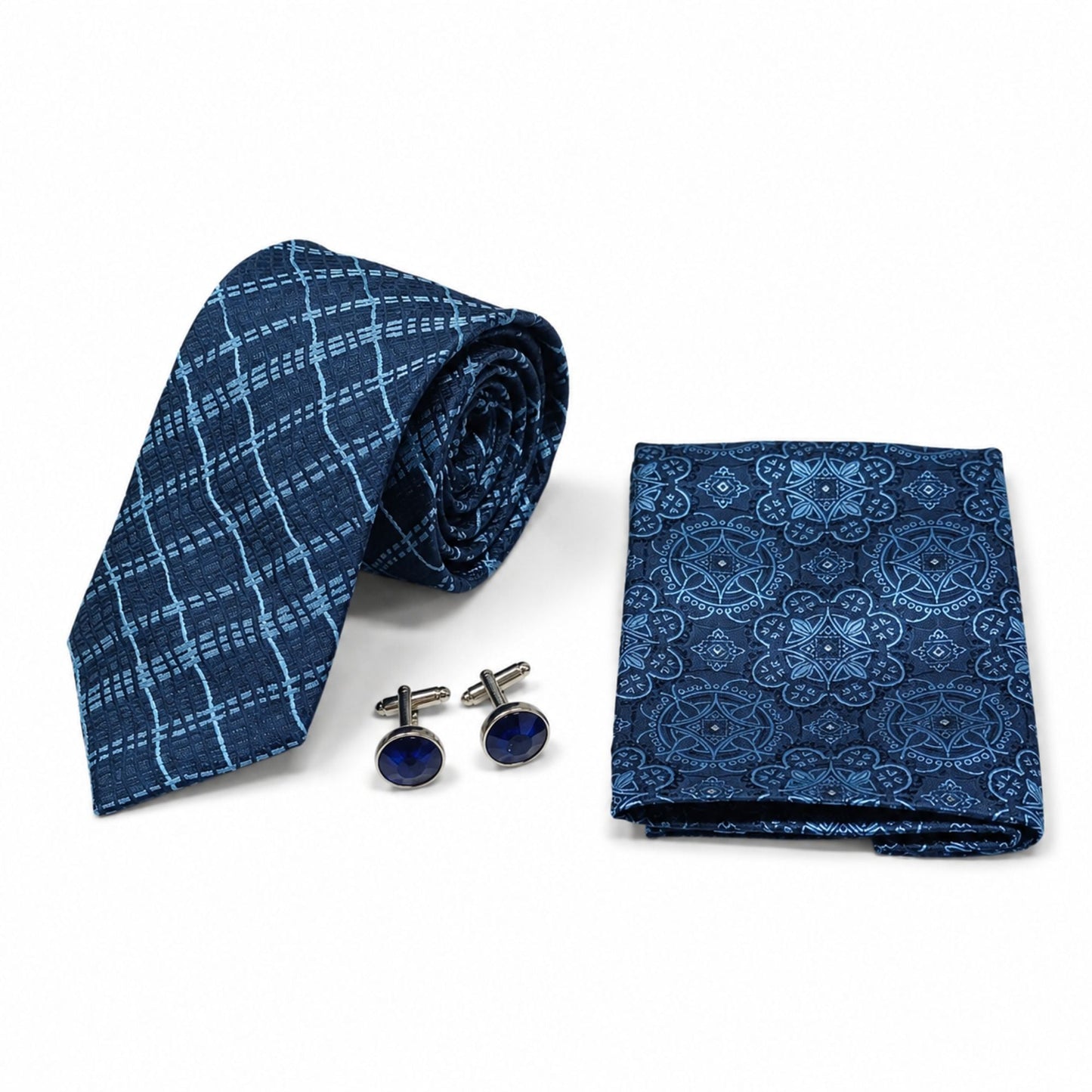 BlackBerry Premium Tie, Pocket Square & Cufflink Combo - Navy Blue