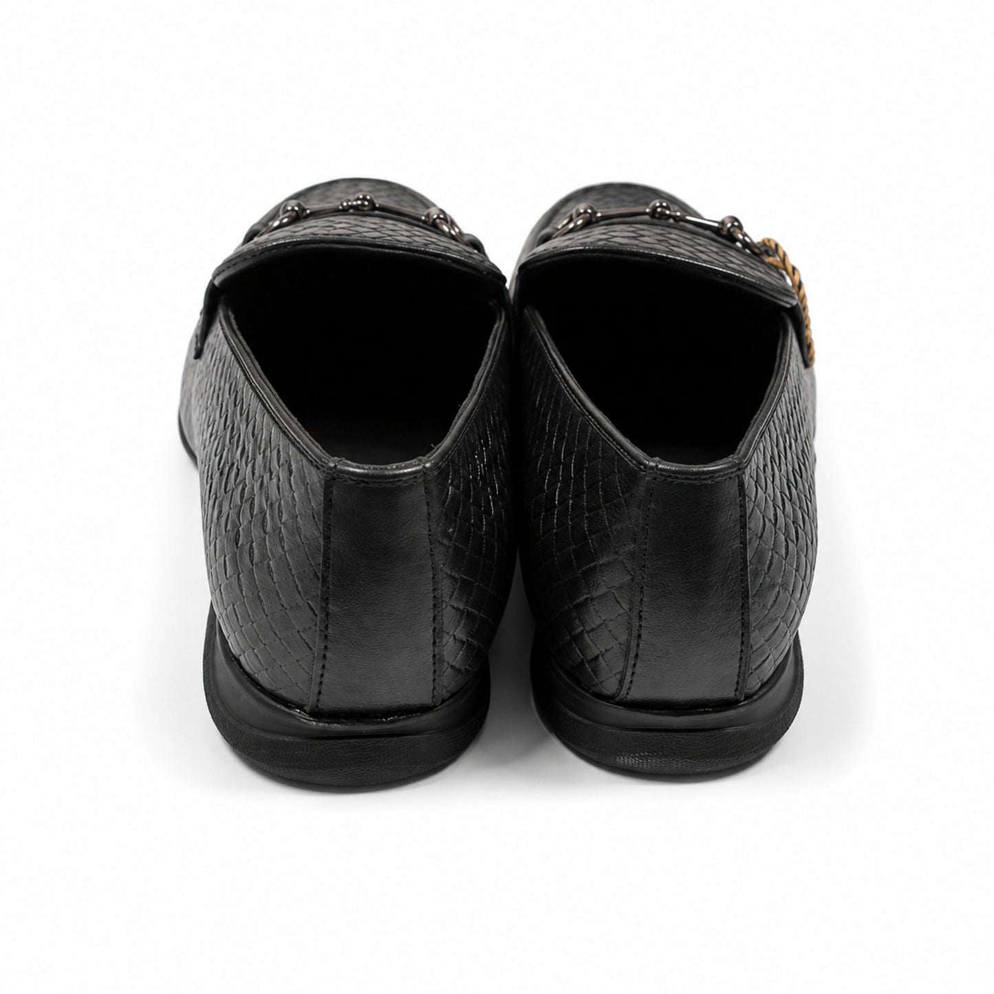 ROSSO BRUNELLO Woven Slip-On Formal Loafers for Men - Black