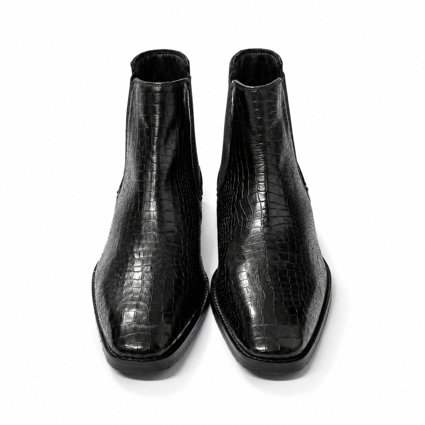 Brooks Brothers Croc Texture Chelsea Boots for Men’s - Black