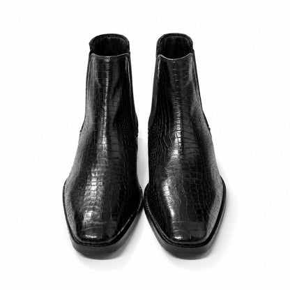 Brooks Brothers Croc Texture Chelsea Boots for Men’s - Black