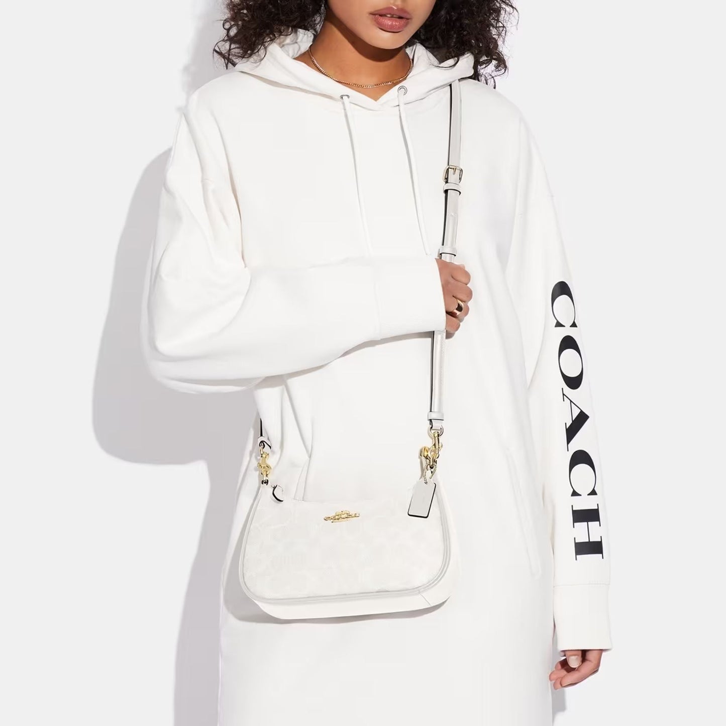 Coach Teri White Signature Canvas Shoulder Bag