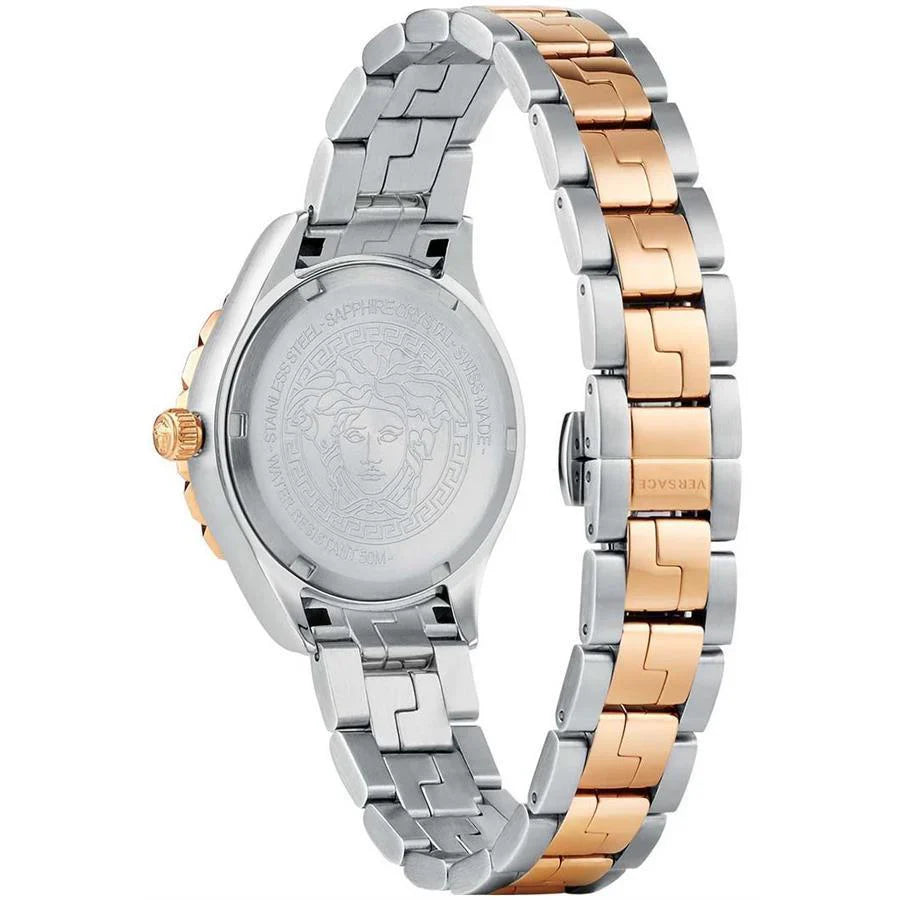Versace V12060017 Hellenyium Women’s Watch | Blue Dial Two-Tone Stainless Steel | Swiss Quartz 35mm Luxury Watch