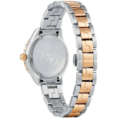 Versace V12060017 Hellenyium Women’s Watch | Blue Dial Two-Tone Stainless Steel | Swiss Quartz 35mm Luxury Watch