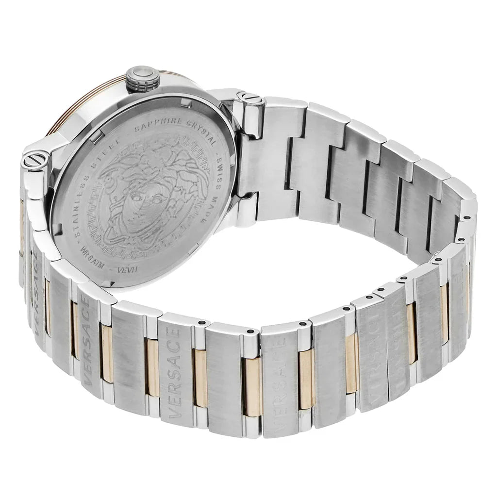Versace VEVH01020 Greca Women’s Watch | White Dial Two-Tone Stainless Steel | Swiss Quartz Luxury Watch