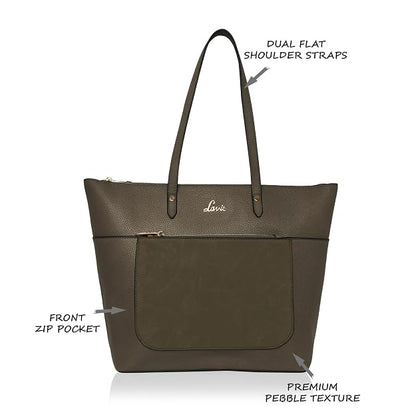 Lavie Amelia Women's Olive Tote Bag | Stylish Shoulder Handbag