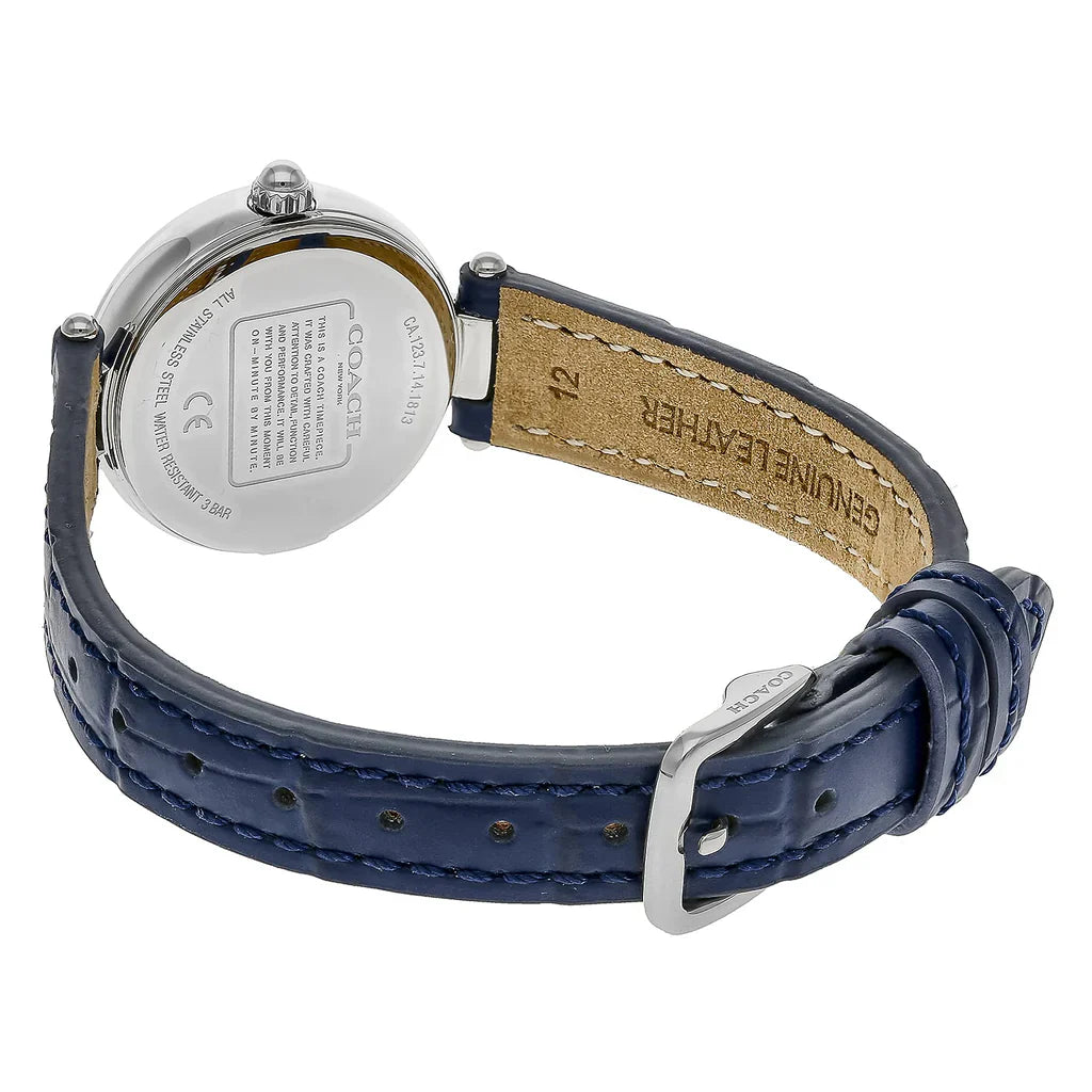 Coach 14503535 Park Women’s Watch | Navy Blue Dial Blue Leather Strap | Swarovski Crystal Analog Luxury Watch