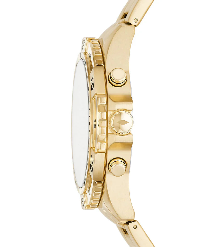 Fossil Garrett FS5772 Men’s Chronograph Watch – Gold Dial, Gold Stainless Steel Strap, 44mm Quartz
