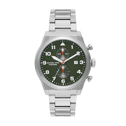 Michael Kors MK9196 Panorama Men’s Watch | Green Dial Chronograph | 44mm Stainless Steel Luxury Watch