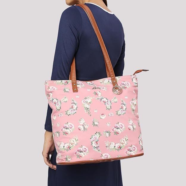 Lavie Flavo Women's Light Pink Floral Tote Bag | Stylish Handbag