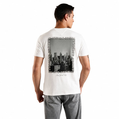TOMMY HILFIGER Logo Regular Fit Cotton T-Shirt - Ecru