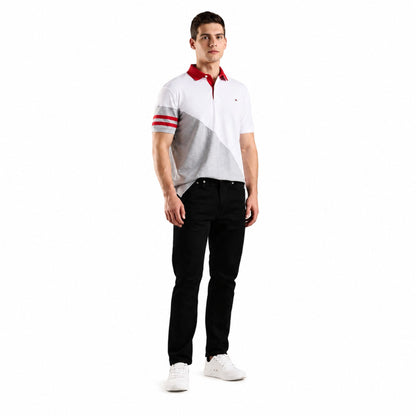 Tommy Hilfiger Men’s Colorblock Pure Cotton Polo T-Shirt - Grey