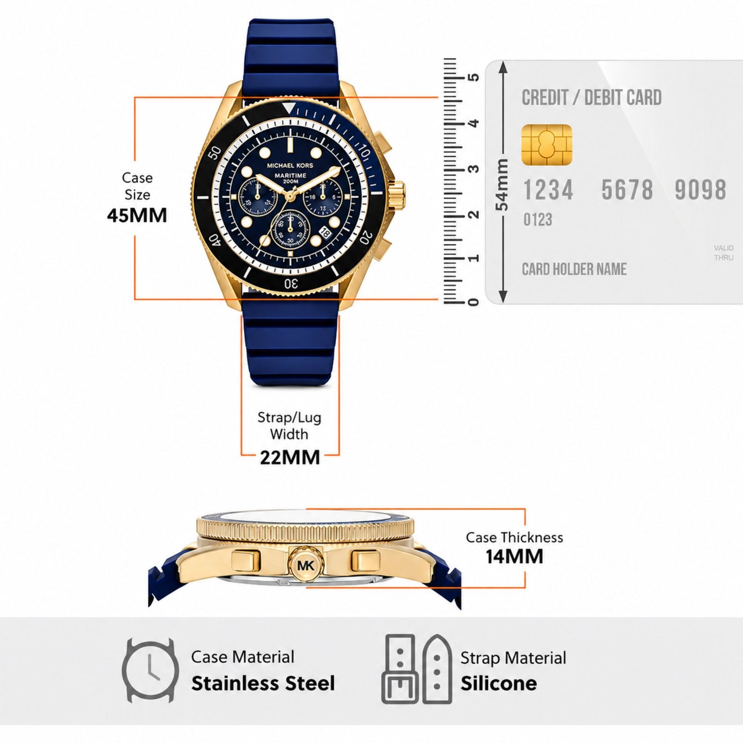 Michael Kors Maritime Blue Silicone Chronograph Watch Men - MK9205