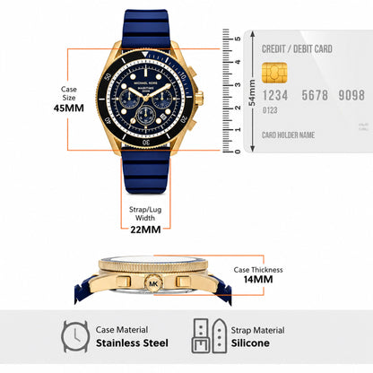 Michael Kors Maritime Blue Silicone Chronograph Watch Men - MK9205