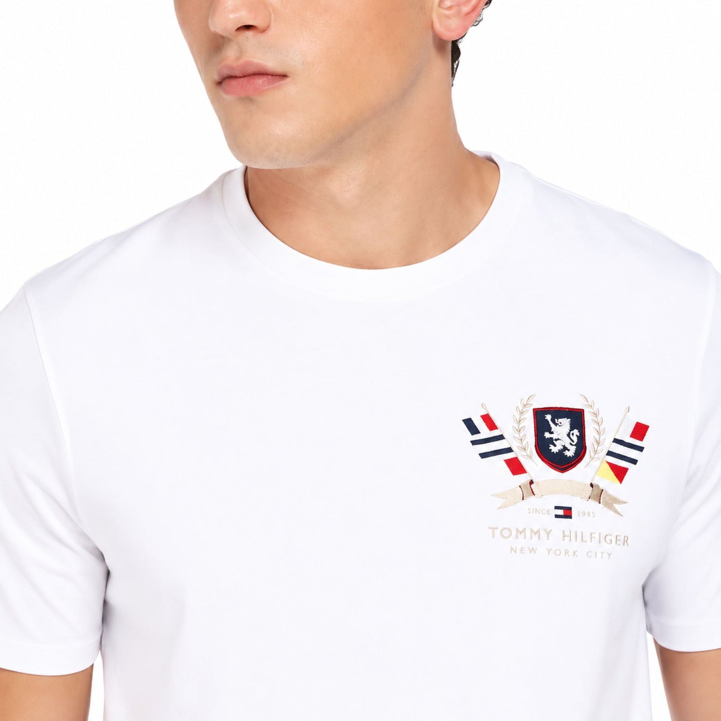 TOMMY HILFIGER Men Printed Crew Neck T-Shirt - White