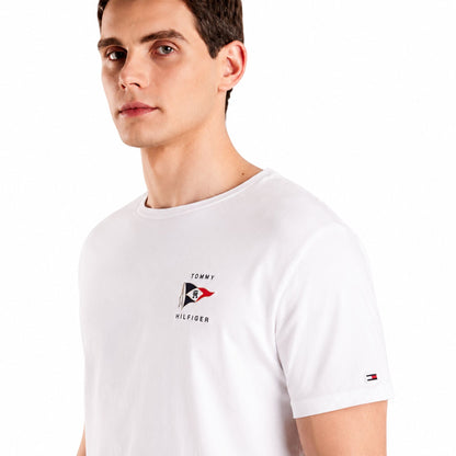 TOMMY HILFIGER Men Graphic Print Pure Cotton T-Shirt - White