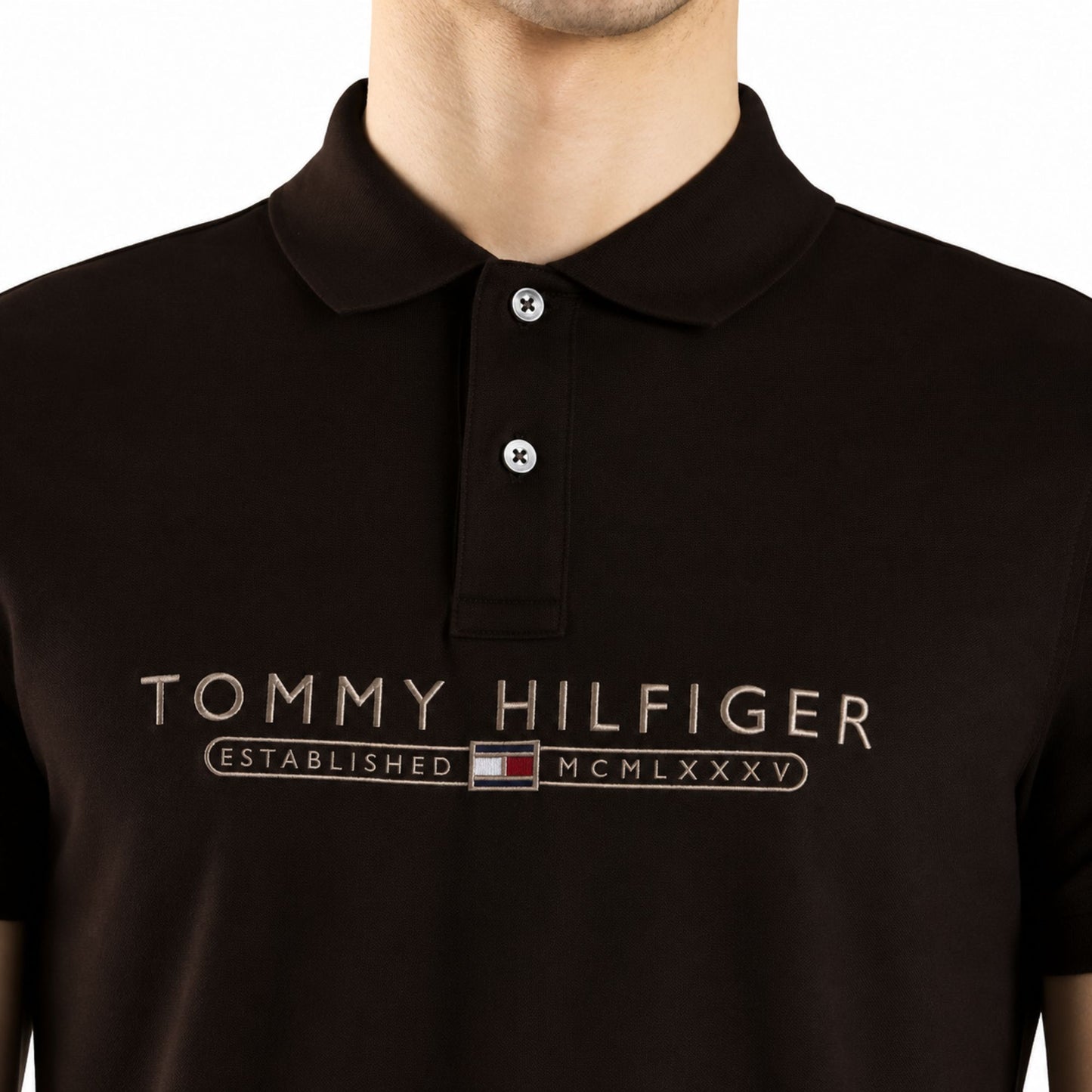 Tommy Hilfiger Men’s Printed Regular Fit Polo T-Shirt - Brown