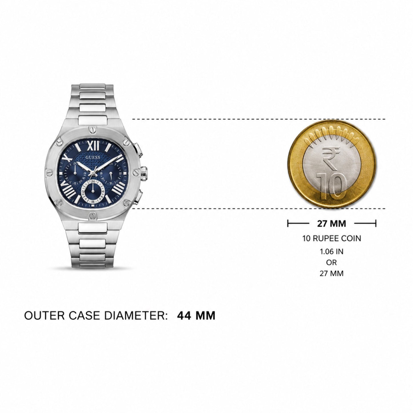 Guess Blue Dial Stainless Steel Analog Watch for Men - GW0572G1