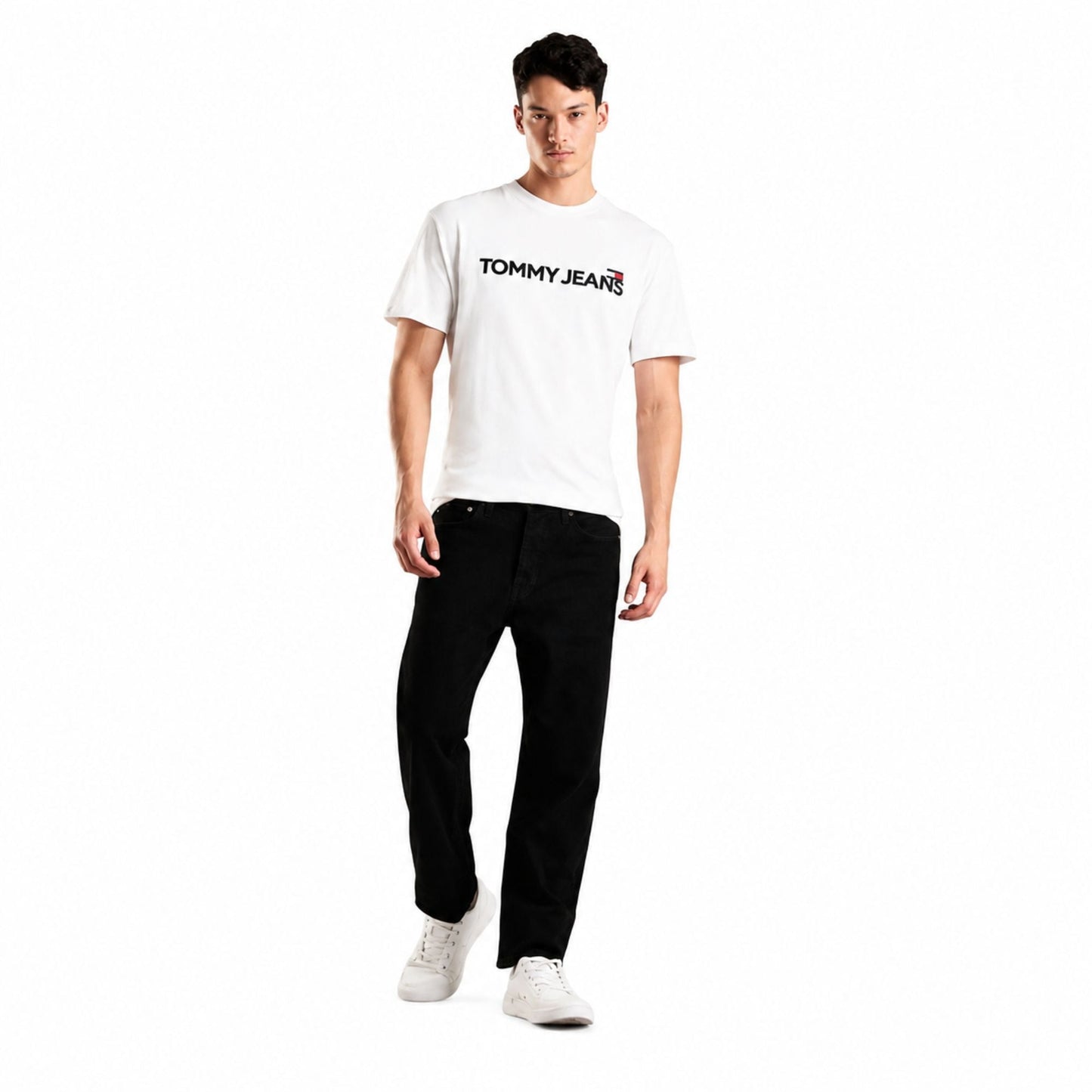 TOMMY HILFIGER Men Printed Crew Neck Pure Cotton T-Shirt - White
