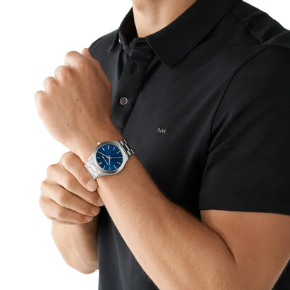 Michael Kors Slim Runway MK1060 Men’s Watch – Blue Dial, Silver Stainless Steel Strap, 44mm Quartz