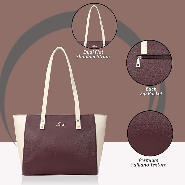 Lavie Bets Women's Maroon Tote Bag | Stylish Work Shoulder Handbag