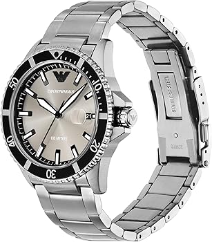 Emporio Armani AR11683 World Explorer Men’s Watch | Silver Stainless Steel | 42mm Grey Dial Luxury Watch