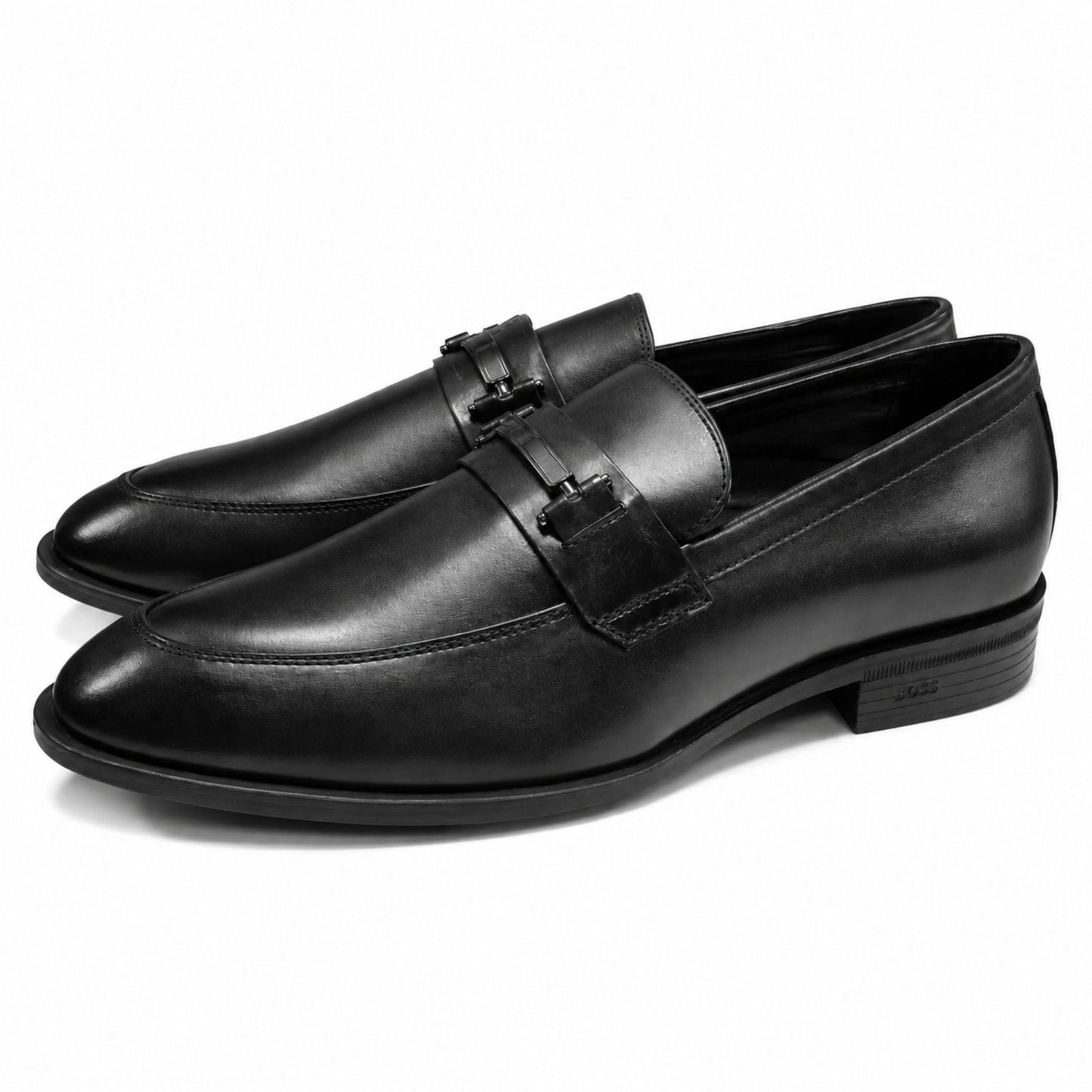 Boss Men’s Premium Penny Loafer Leather Shoes - Black