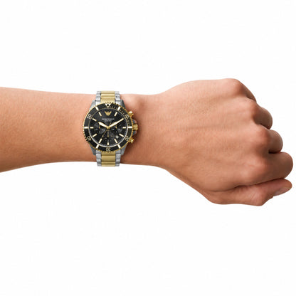 Emporio Armani Green Chronograph Two-Tone Watch for Men - AR11361
