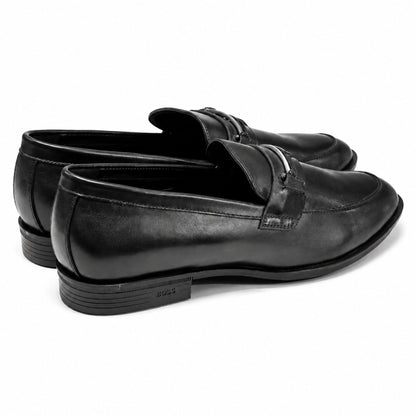Boss Men’s Premium Penny Loafer Leather Shoes - Black