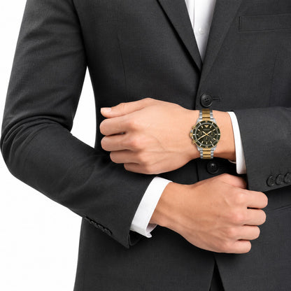 Emporio Armani Green Chronograph Two-Tone Watch for Men - AR11361