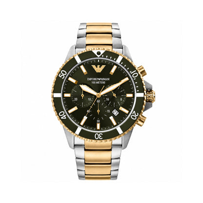 Emporio Armani Green Chronograph Two-Tone Watch for Men - AR11361
