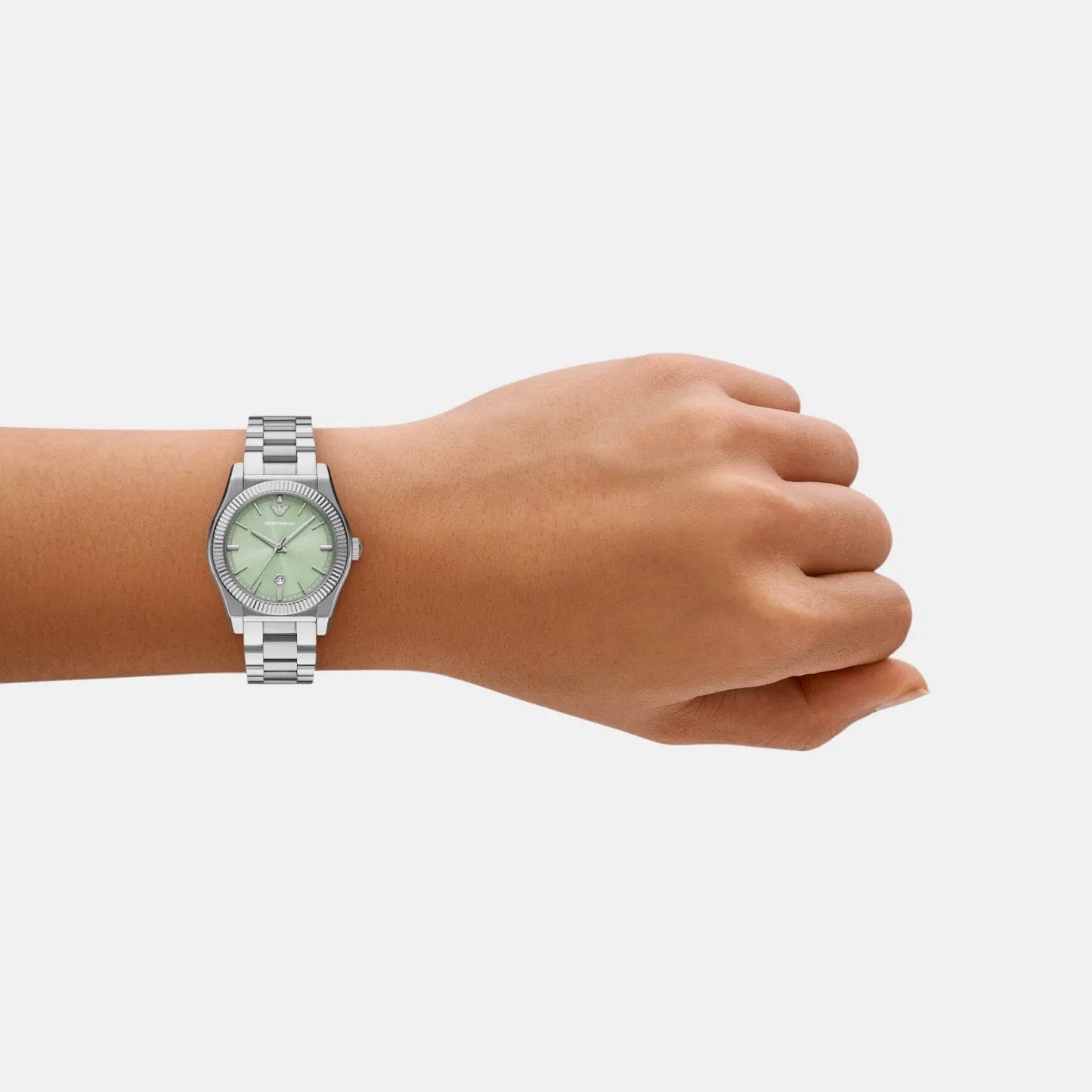 Emporio Armani AR11656 Women’s Watch | Green Dial Stainless Steel Bracelet | Quartz Analog Luxury Watch