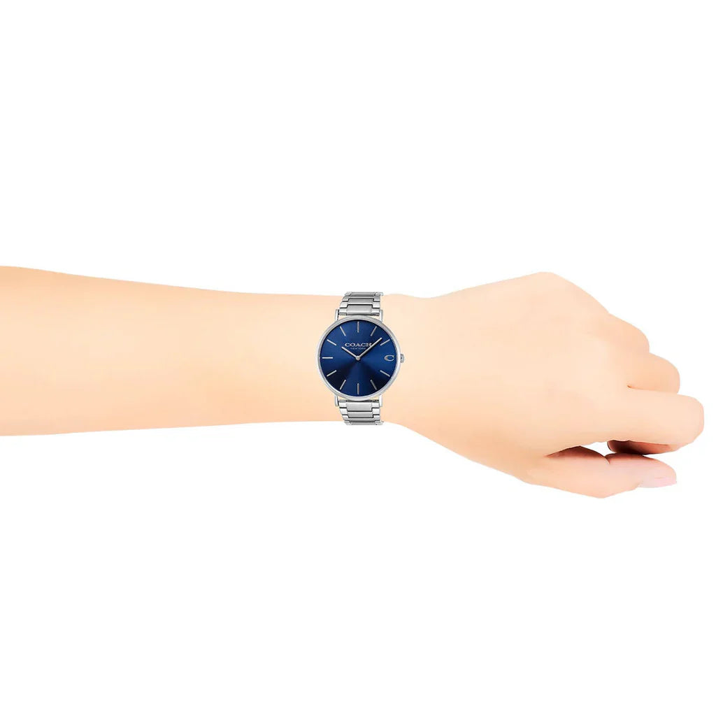 Coach Charles 14602429 Men’s Analog Watch – Blue Dial, Stainless Steel Strap, 41mm Quartz