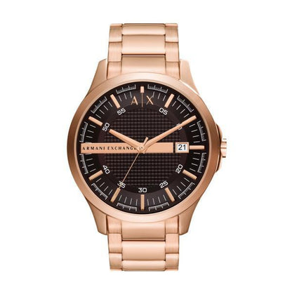 Armani Exchange AX2449 Men’s Analog Watch – Brown Dial, Rose Gold Stainless Steel Strap, 46mm Quartz