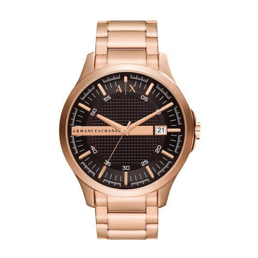 Armani Exchange AX2449 Men’s Analog Watch – Brown Dial, Rose Gold Stainless Steel Strap, 46mm Quartz