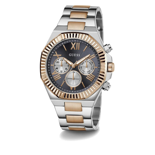 GUESS GW0703G1 Equity Men’s Watch | Blue Dial Two-Tone Stainless Steel Bracelet | 44mm Multi-Function Luxury Watch