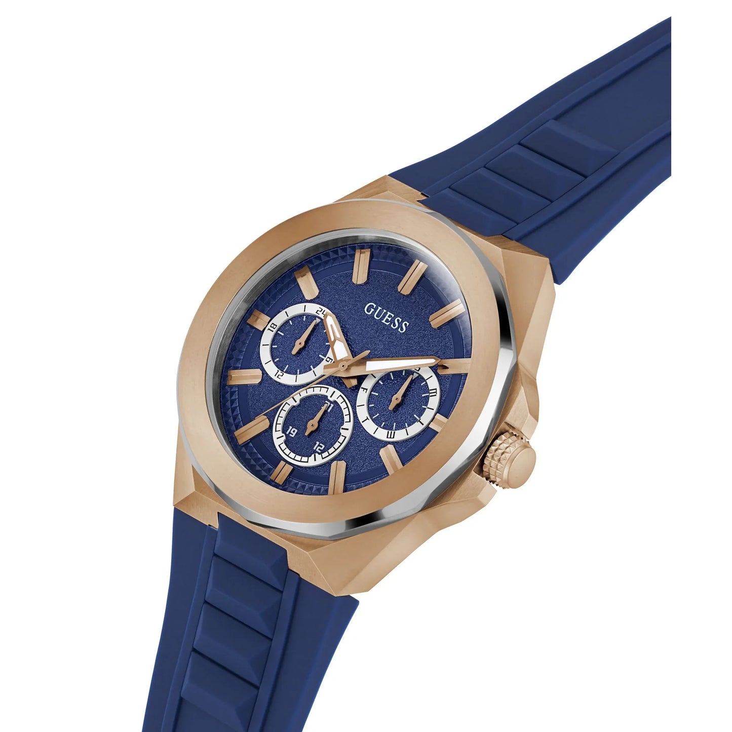GUESS GW0799G2 Dashboard Men’s Watch | Blue Dial Silicone Strap | 46mm Multi-Function Analog Sport Watch