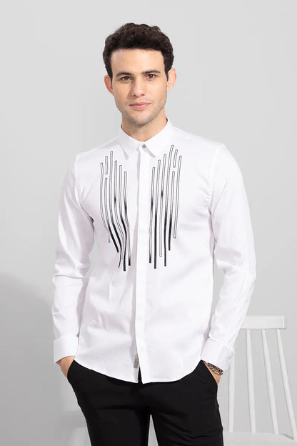Snitch Box Stripe White Shirt for Men