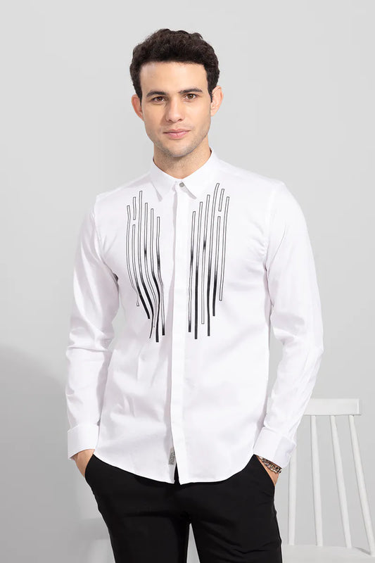 Snitch Box Stripe White Shirt for Men