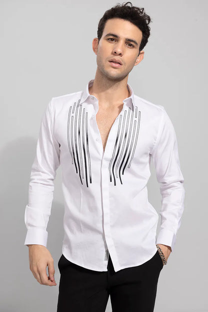 Snitch Box Stripe White Shirt for Men