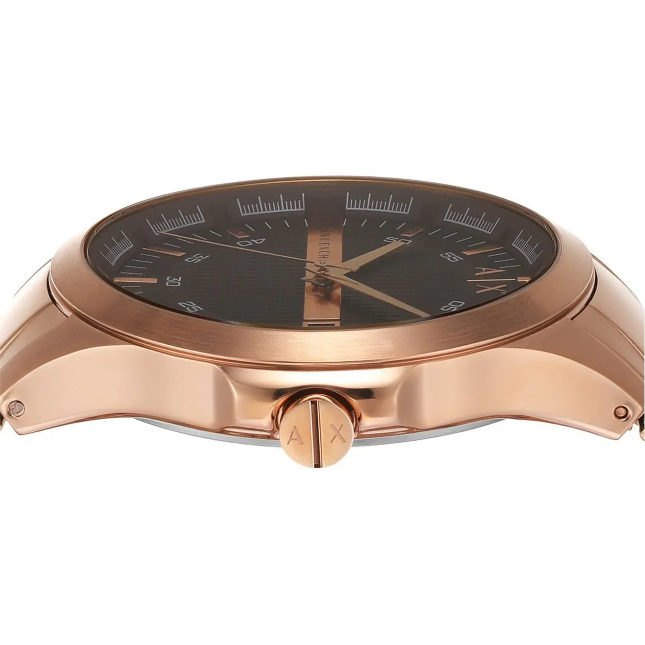 Armani Exchange AX2449 Men’s Analog Watch – Brown Dial, Rose Gold Stainless Steel Strap, 46mm Quartz