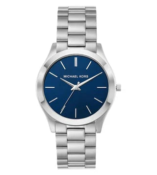 Michael Kors Slim Runway MK1060 Men’s Watch – Blue Dial, Silver Stainless Steel Strap, 44mm Quartz
