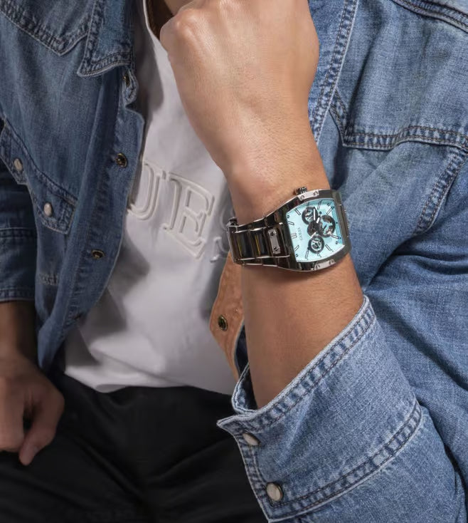 Guess GW0456G4 Men’s Analog Watch – Blue Dial, Two-Tone Stainless Steel Strap, 42mm Quartz