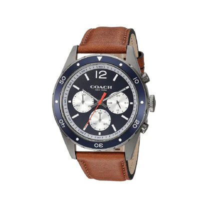 COACH 14602134 Sullivan Men’s Watch | Blue Dial Chronograph Brown Leather Strap | 44mm Sport Luxury Watch