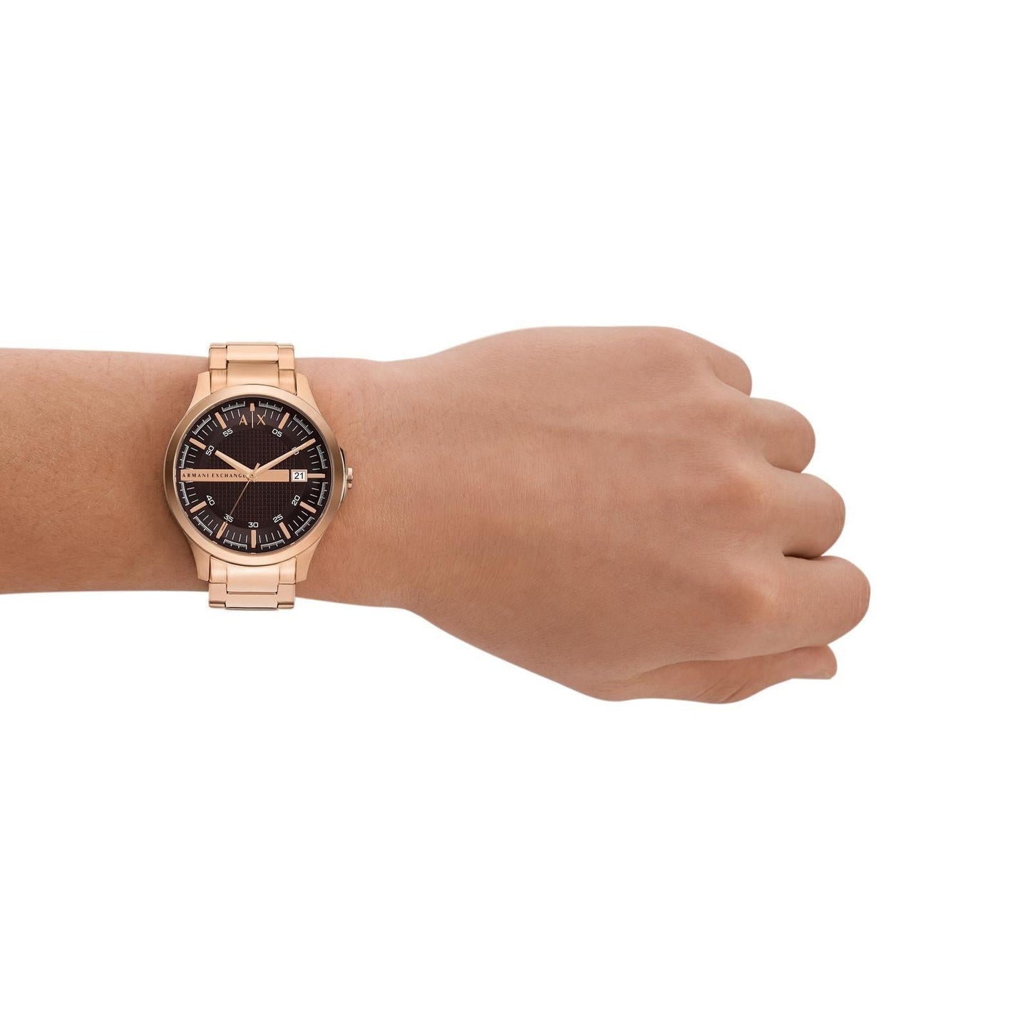 Armani Exchange AX2449 Men’s Analog Watch – Brown Dial, Rose Gold Stainless Steel Strap, 46mm Quartz