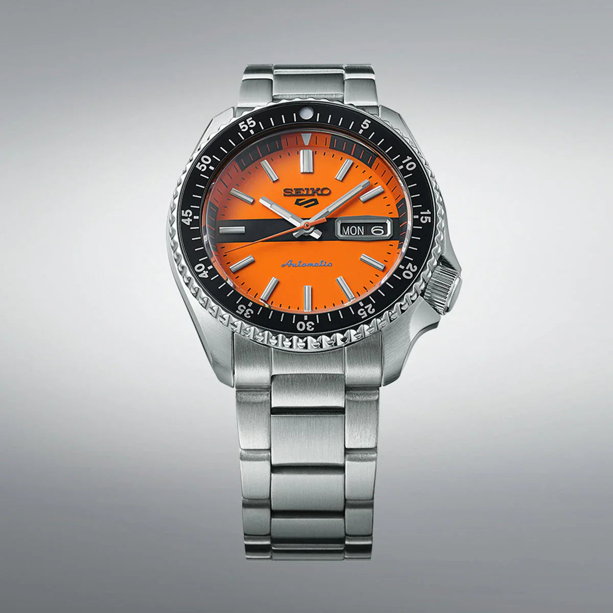Seiko SRPK11K1 (Seiko 5 Sports) Men’s Automatic Orange Dial Watch | Stainless Steel Sports Timepiece