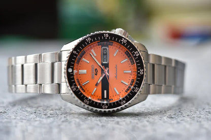 Seiko SRPK11K1 (Seiko 5 Sports) Men’s Automatic Orange Dial Watch | Stainless Steel Sports Timepiece